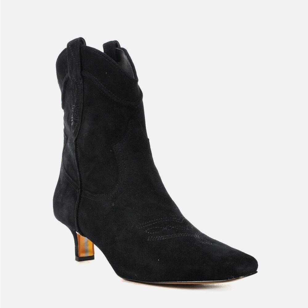 Sam Edelman Taryn Black Suede Western Style‎ Booties Sz 7.5